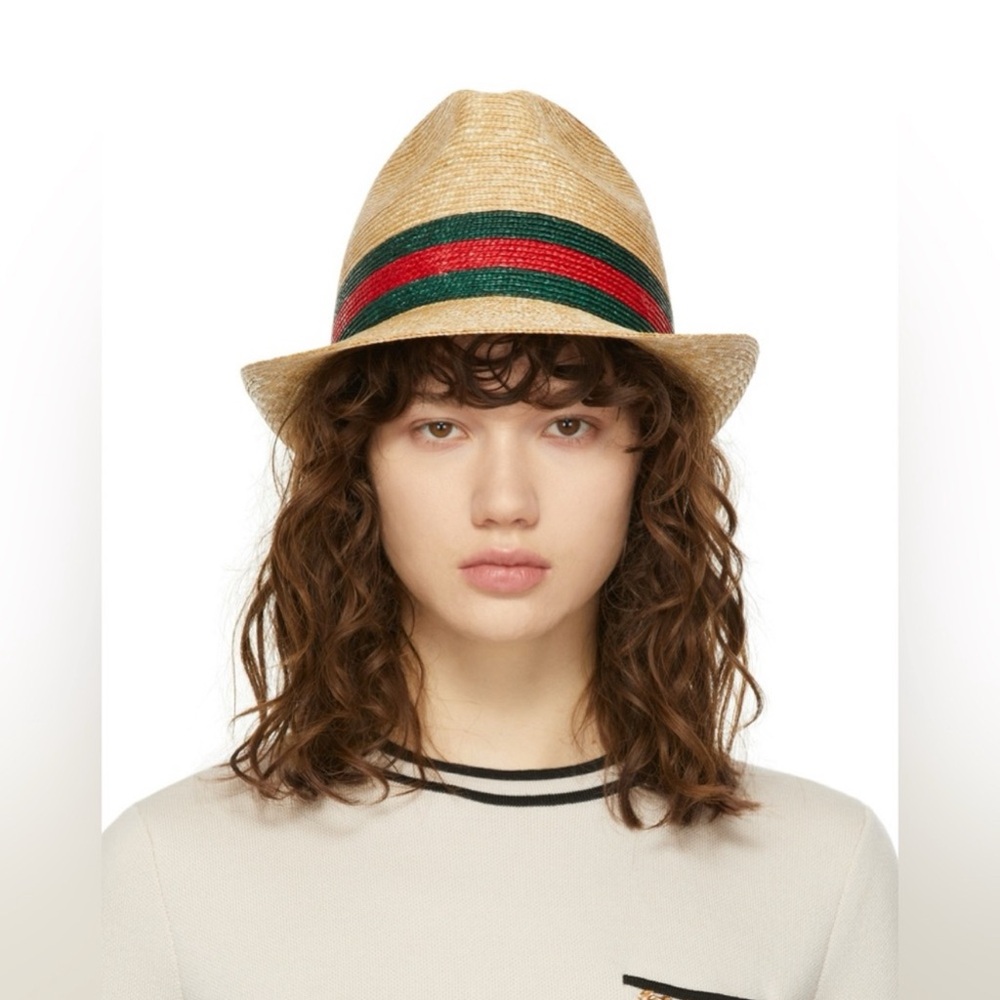 Gucci Trilby WEB TESSUTO PAGLI Hat